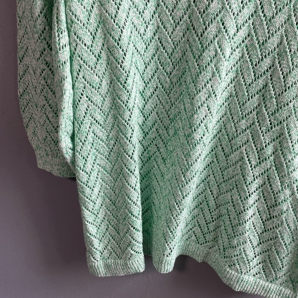 NWOT Talbots Cotton Linen Pointelle Sweater Marled Pastel Green. Size X - Picture 3 of 8